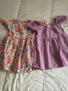 wonder nation Lavender Gauze Dress & Multicolor Floral Dress Set